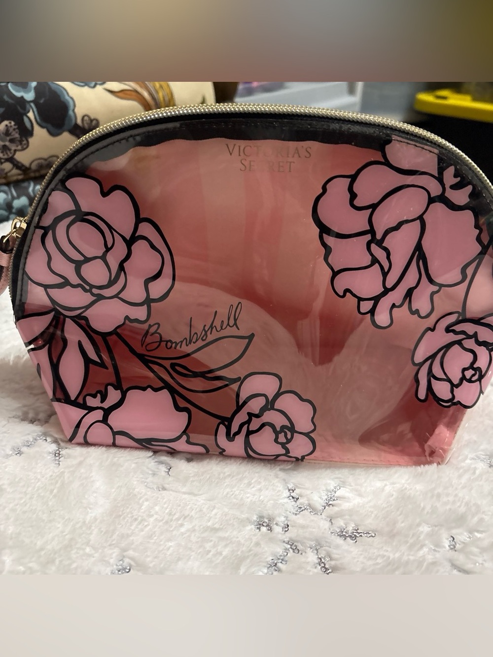 Victoria's Secret Pink Floral Clear Bombshell Cosmetic Pouch